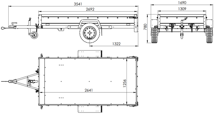 GARDEN TRAILER 264 KIPP mit Gitteraufsatz, Flachplane und Stützrad-Neu