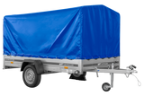 Autotransportanhänger auf Federn 264×150 UNITRAILER GARDEN 265/R KIPP mit H-1100 Rahmen und blauer Plane-Neu