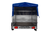 Einachsanhänger 264×150 UNITRAILER GARDEN 265 KIPP mit zusätzlichen Bordwänden, H-800-Hochspriegel und blauer Plane-Neu