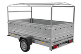 Einachsanhänger 264×150 UNITRAILER GARDEN 265 KIPP mit zusätzlichen Bordwänden, H-800-Rahmen und grauer Plane-Neu