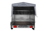 Einachsanhänger 264×150 UNITRAILER GARDEN 265 KIPP mit zusätzlichen Bordwänden, H-800-Rahmen und grauer Plane-Neu