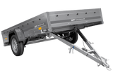 Autotransportanhänger auf Blattfedern 264×150 UNITRAILER GARDEN 265/R KIPP mit Gitterwänden, H-800 Rahmen und blauer Plane-Neu
