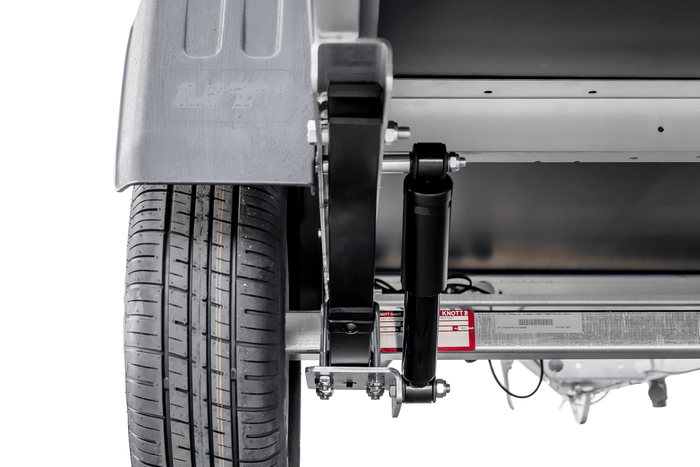 Einachsanhänger mit Blattfedern 264×125 UNITRAILER GARDEN 264/R KIPP mit H-800-Rahmen und grauer Plane-Neu
