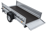 Einachsiger Anhänger auf Blattfedern 264×125 UNITRAILER FORCE 264/R KIPP mit Gitterseitenwänden, H-0-Rahmen und grauer Plane-Neu