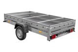 Einachsiger Anhänger auf Blattfedern 264×150 UNITRAILER GARDEN 265/R KIPP mit H-0-Rahmen und grauer Plane-Neu