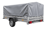 Einachsiger Anhänger auf Blattfedern 264×150 UNITRAILER GARDEN 265/R KIPP mit H-800 Rahmen und grauer Plane-Neu