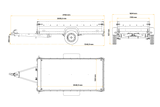 Einachsiger Anhänger mit Blattfedern 264×125 UNITRAILER FORCE 264/R KIPP mit H-1100 Rahmen und grauer Plane-Neu