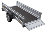 Einachsiger Anhänger mit Blattfedern 264×125 UNITRAILER FORCE 264/R KIPP mit H-1100 Rahmen und grauer Plane-Neu