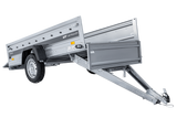 Einachsiger Anhänger mit Blattfedern 264×125 UNITRAILER FORCE 264/R KIPP mit H-800 Spriegel und blauer Plane-Neu
