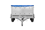 GARDEN TRAILER 264/2 KIPP Zweiachsanhänger mit Stützrad, Planenträgern, zus. Bordwänden und blauer Flachplane-Neu