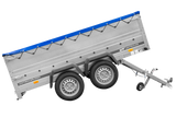 GARDEN TRAILER 264/2 KIPP Zweiachsanhänger mit Stützrad, Planenträgern, zus. Bordwänden und blauer Flachplane-Neu