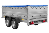 GARDEN TRAILER 264/2 KIPP Zweiachsanhänger mit Stützrad, Planenträgern, zus. Bordwänden und blauer Flachplane-Neu