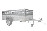 PKW-Anhänger 264×150 UNITRAILER GARDEN 265 KIPP mit Gitteraufsatz, Hochspriegel H-800 und blauer Plane-Neu