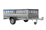 Leichter Anhänger auf Blattedern 264×150 UNITRAILER GARDEN 265/R KIPP mit Gitterwänden, H-0-Rahmen und blauer Plane-Neu