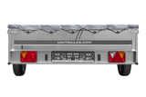 PKW Anhänger 264×150 UNITRAILER GARDEN 265 KIPP mit Flachplanenträger und grauer Plane-Neu