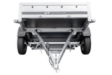 PKW-Anhänger auf Blattfedern 230×125 UNITRAILER GARDEN 230/R KIPP mit H-1100 Rahmen und blauer Plane-Neu