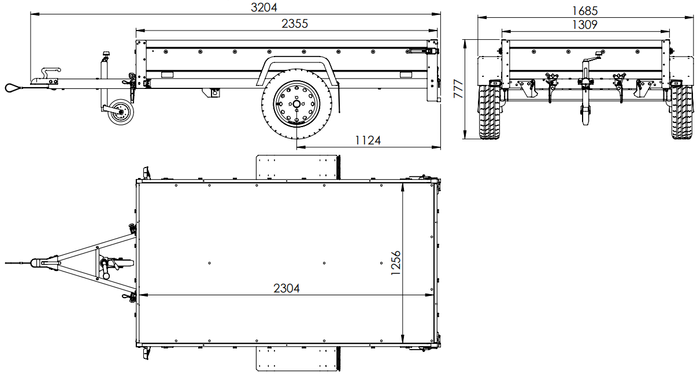 Pkw Anhänger Kipper 230×125 Garden Trailer 230 KIPP Unitrailer 750 kg mit Stützrad und zusätzlichen Bordwänden-Neu