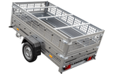Pkw Transport Anhänger 230×125 Garden Trailer 230 KIPP mit Laubgitteraufsatz, blauer Flachplane, Planenträgern und Stützrad-Neu
