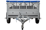 Pkw Transport Anhänger 230×125 Garden Trailer 230 KIPP mit Laubgitteraufsatz, blauer Flachplane und Stützrad-Neu
