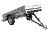 Auto Anhänger 230×125 Garden Trailer 230 KIPP Unitrailer 750 kg mit Stützrad, blauer Hochplane und Hochspriegel-Neu